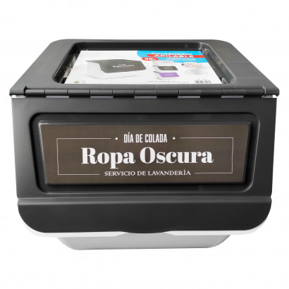 Contenedor apilable de plástico con ruedas, organizador de ropa sucia, caja de almacenamiento para colada (Ropa oscura, 36 litros, 36 x 38,5 x 38 cm)