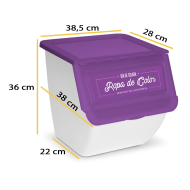 Contenedor apilable con ruedas, plástico, organizador de ropa sucia, caja de almacenamiento para colada (Ropa de color, 36 litros, 36 x 38,5 x 38 cm)