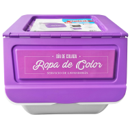 Contenedor apilable con ruedas, plástico, organizador de ropa sucia, caja de almacenamiento para colada (Ropa de color, 36 litros, 36 x 38,5 x 38 cm)