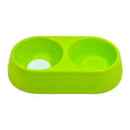 Comedero bebedero ovalado doble para las mascotas del hogar, plato,bandeja, perro, gato. Capacidad de 0,7 L Color surtido. 5 x 25 x 13,5 cm