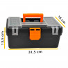 Tradineur - Caja de herramientas con compartimentos en la tapa y asa, modelo Mini Kid, plástico resistente, organizador, maletín