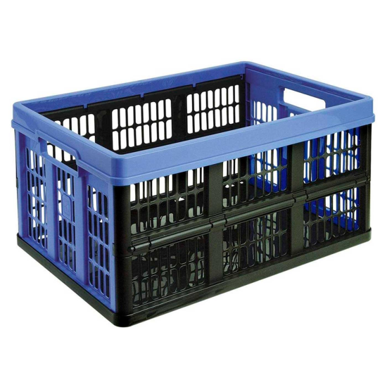 Caja plegable de plástico 52 x 37 x 26 cm, 45 litros, contenedor, cesto robusto para almacenamiento de documentos, juguetes, ropa o alimentos (Color surtido)