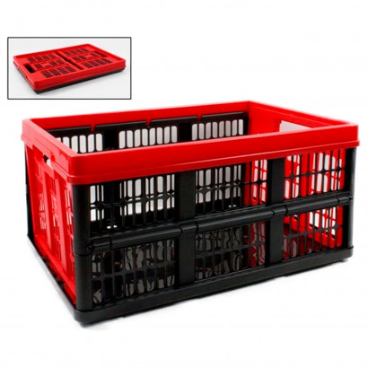 Caja plegable de plástico 52 x 37 x 26 cm, 45 litros, contenedor, cesto robusto para almacenamiento de documentos, juguetes, ropa o alimentos (Color surtido)