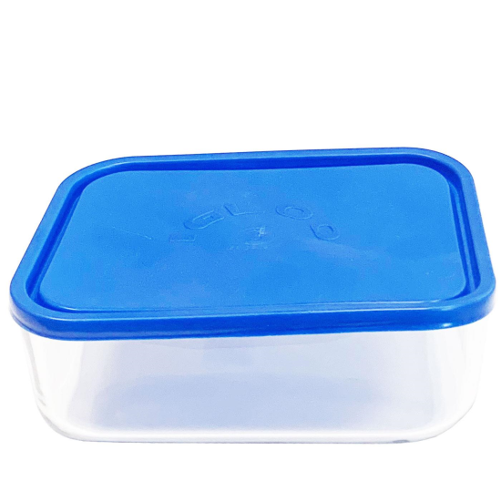 Fiambrera de cristal rectangular 19 x 13 x 7 cm con tapa de plástico. Recipiente de vidrio para alimentos apto para lavavajillas, microondas y congelador