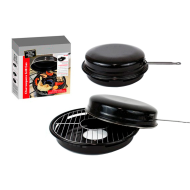 Churrasquera grill con tapa para cocinas de gas u hornillos, parrilla, barbacoa, cocinar a la brasa, exterior o interior (Negro, 31 cm)