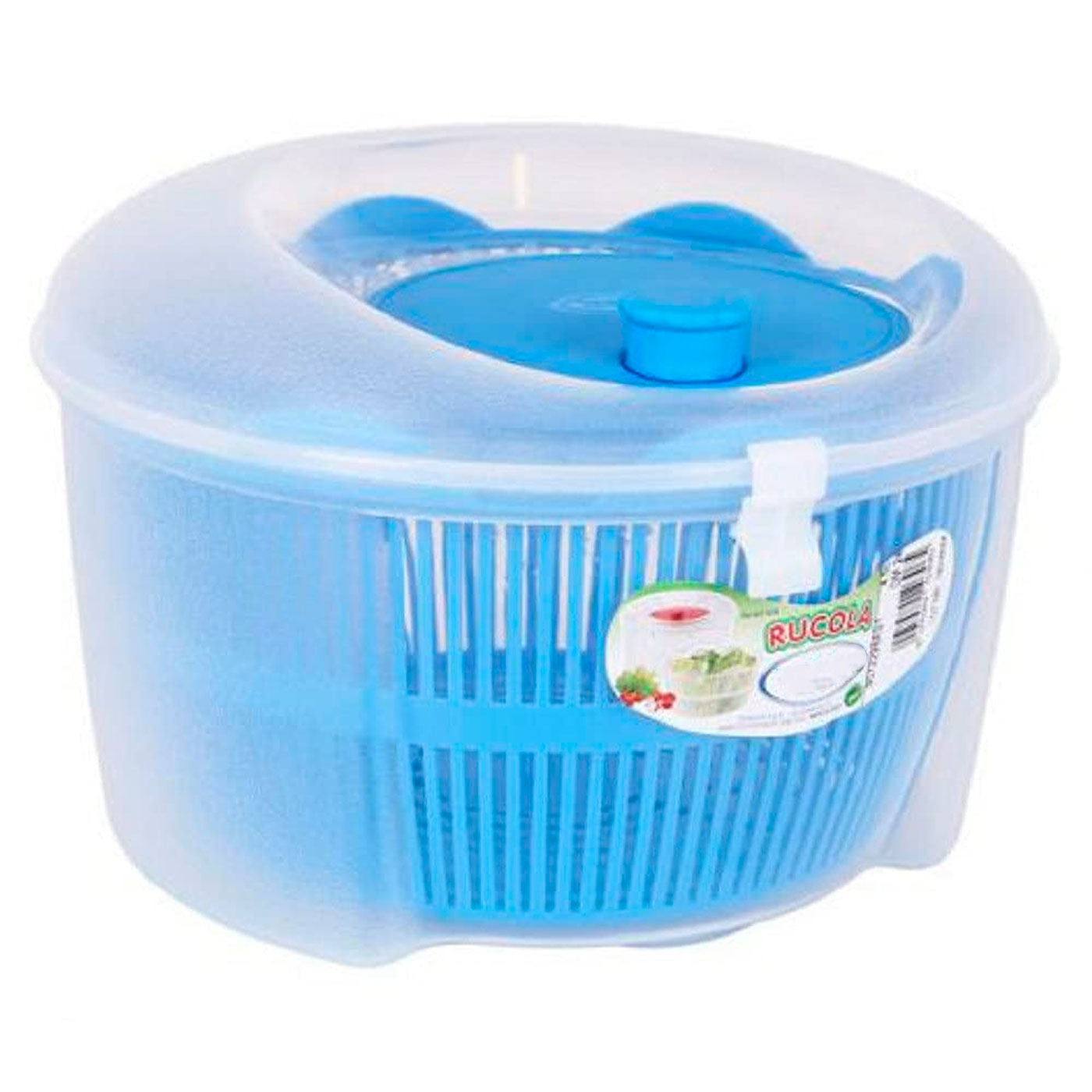 Escurridora centrifugadora de ensalada 4,5 litros con manivela color azul 14,5 x 24 x 24 cm