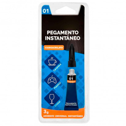 Pegamento de 3 g Silbor en el gel transparente, rápido e instantáneo, superficies de cerámica, plástico o cristal.