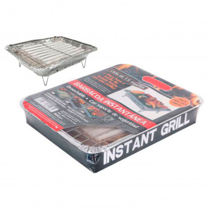 Barbacoa instantánea desechable 25 x 31 cm. Parrilla para barbacoa con soporte de seguridad para camping, picnic, excursiones, 800 g