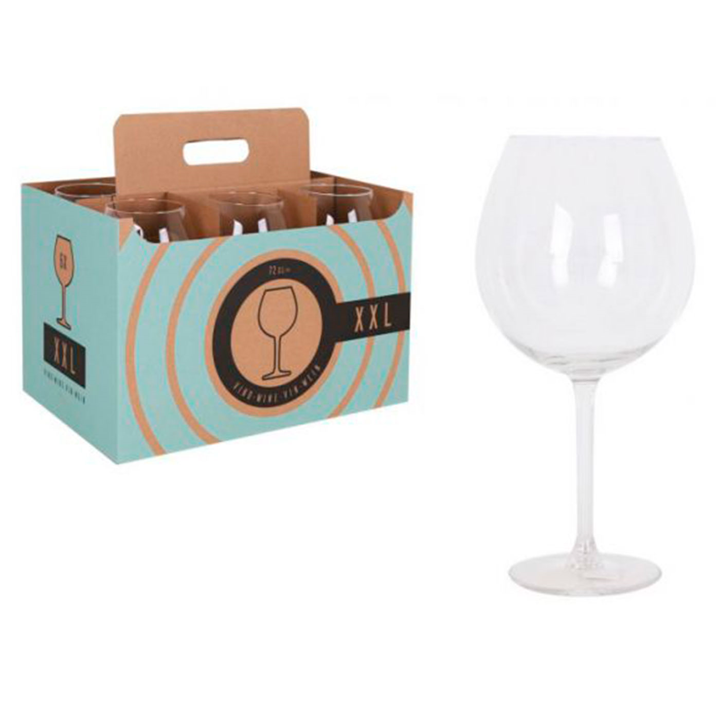 Set de 6 copas de vino 72 cl XXL. Pack, juego copas de cristal, borde fino, tallo largo para una degustación ideal en casa, restaurante y fiestas, aptas para lavavajillas