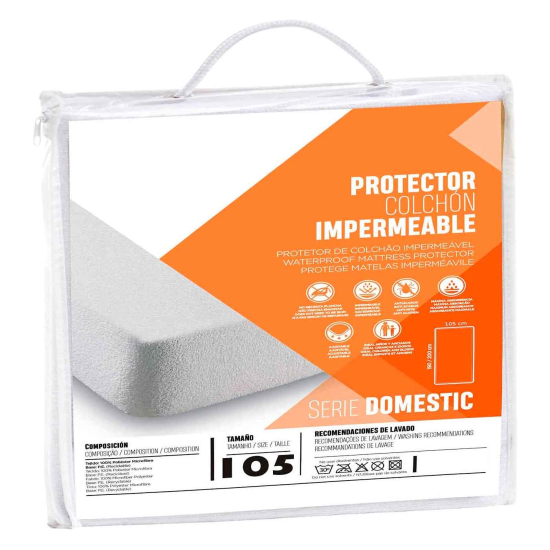 Rams - Protector colchon impermeable ajustable antiácaros transpirable 100% Microfibra de poliéster 190/200 X 105 CM