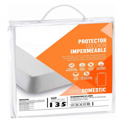 Rams - Protector colchon impermeable ajustable antiácaros transpirable 100% Microfibra de poliéster 190/200 X 135 cm