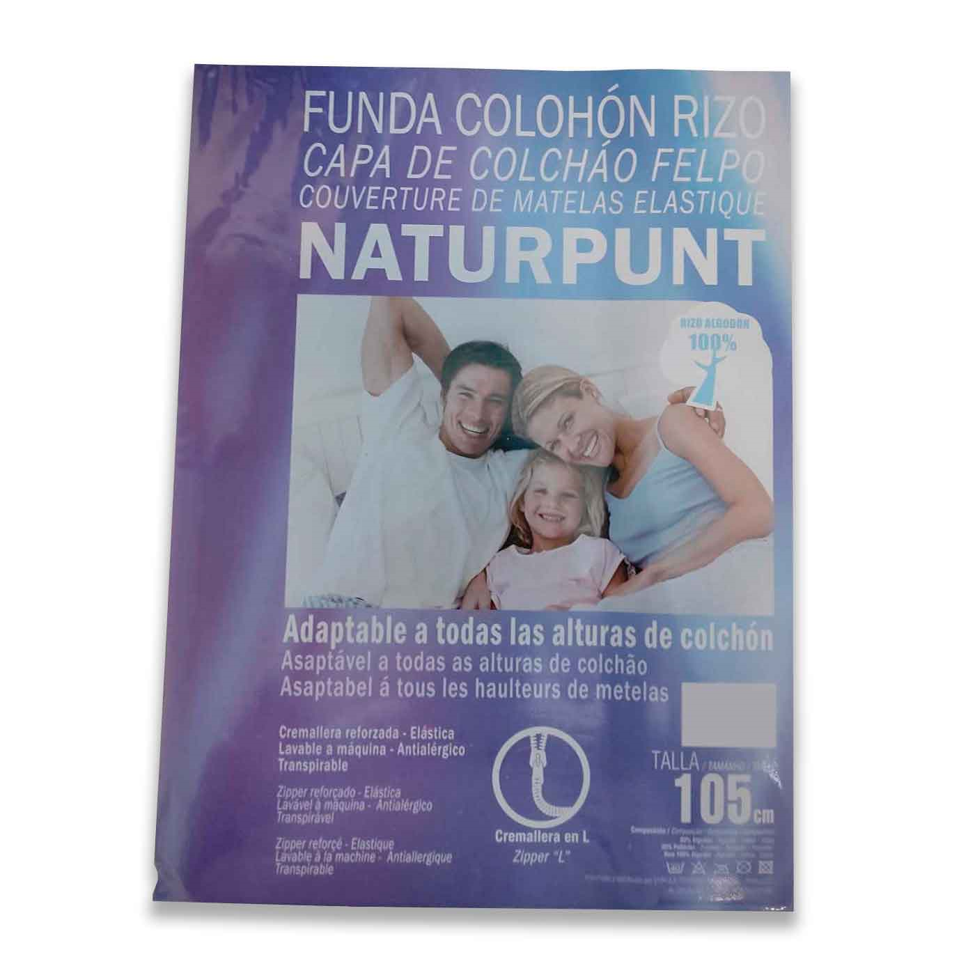 Protector rizo colchon ajustable 190/200 x 105 cm antiácaros altura adaptable 80% Algodón 20%Poliéster apto para planchar