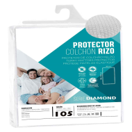 Protector rizo colchon ajustable 190/200 x 105 cm antiácaros altura adaptable 100% Poliéster apto para planchar