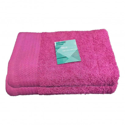 Pack 2  toallas de baño fabricada con algodón de calidad color rosa 50 x 100 cm toalla ducha suave al tacto rápido secado