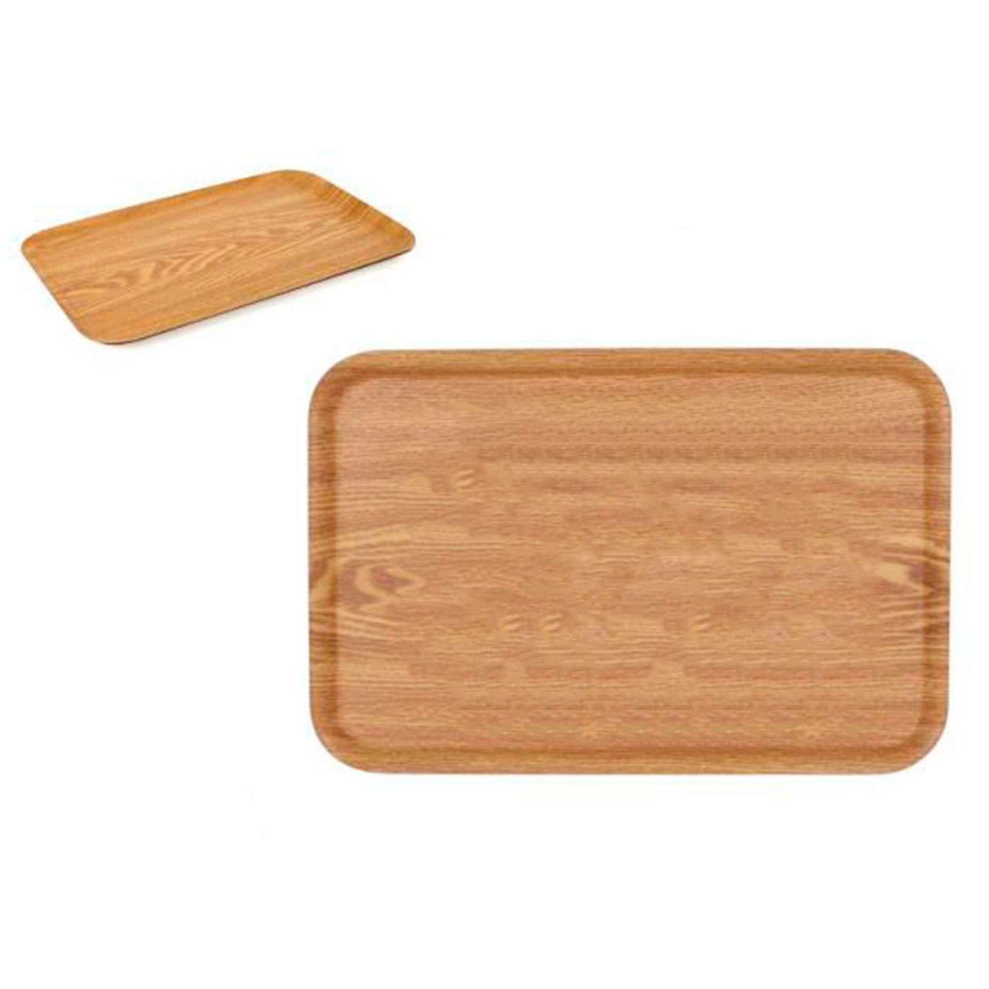 Bandeja rectangular de madera y melamina 43 x 29 cm para servir comida, transportar platos, vasos, alimentos, apta para lavavajillas