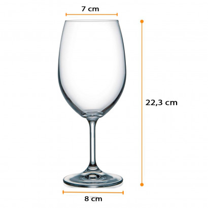 Juego de 6 copas de vino, modelo lara, cristal fino, diseño elegante y sofisticado, champán, cava, cenas, celebraciones, fiestas (540 ml, 22,3 cm)