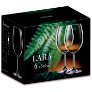 Juego de 6 copas de vino, modelo lara, cristal fino, diseño elegante y sofisticado, champán, cava, cenas, celebraciones, fiestas (540 ml, 22,3 cm)