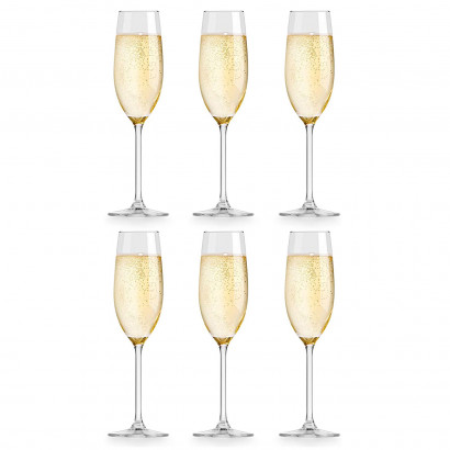 Set de 6 copas de cava de cristal, modelo grandeur, champán, cócteles, champagne, aptas para lavavajillas, celebraciones (21 cl, 24,7 cm)