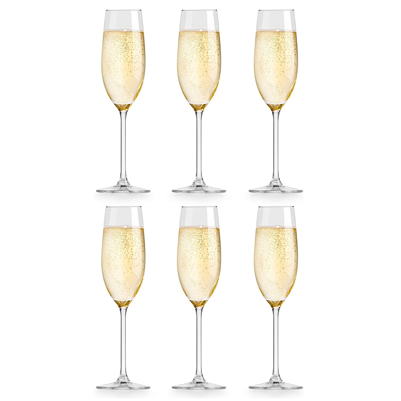 Set de 6 copas de cava de cristal, modelo grandeur, champán, cócteles, champagne, aptas para lavavajillas, celebraciones (21 cl, 24,7 cm)