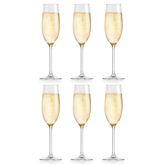 Set de 6 copas de cava de cristal, modelo grandeur, champán, cócteles, champagne, aptas para lavavajillas, celebraciones (21 cl, 24,7 cm)