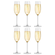 Set de 6 copas de cava de cristal, modelo grandeur, champán, cócteles, champagne, aptas para lavavajillas, celebraciones (21 cl, 24,7 cm)