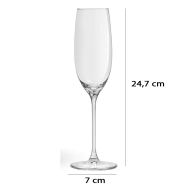 Set de 6 copas de cava de cristal, modelo grandeur, champán, cócteles, champagne, aptas para lavavajillas, celebraciones (21 cl, 24,7 cm)