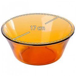 Ensaladera de vidrio, cuenco apilable, mezclas, cocina, repostería, ensaladas, color ámbar, dimensiones 7,5 x 17 cm (altura x di