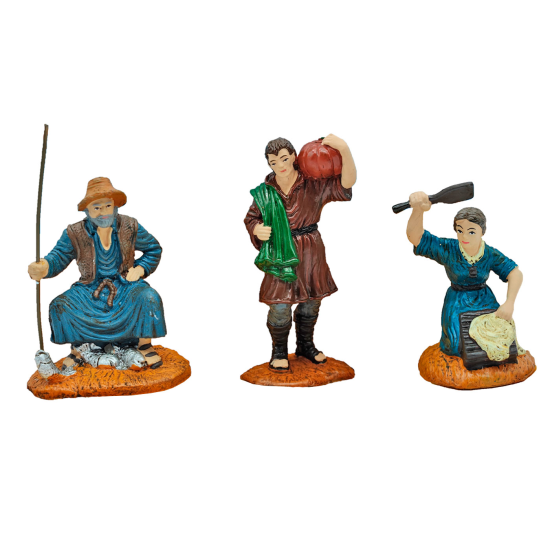 Set de 3 figuras de campesinos para belén navideño, durexina, figuras decorativas nacimiento, pesebre, decoración navidad, 10 cm