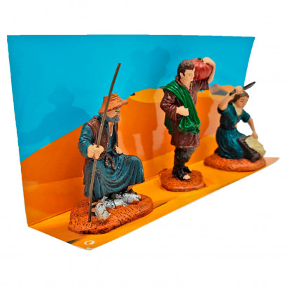 Set de 3 figuras de campesinos para belén navideño, durexina, figuras decorativas nacimiento, pesebre, decoración navidad, 10 cm