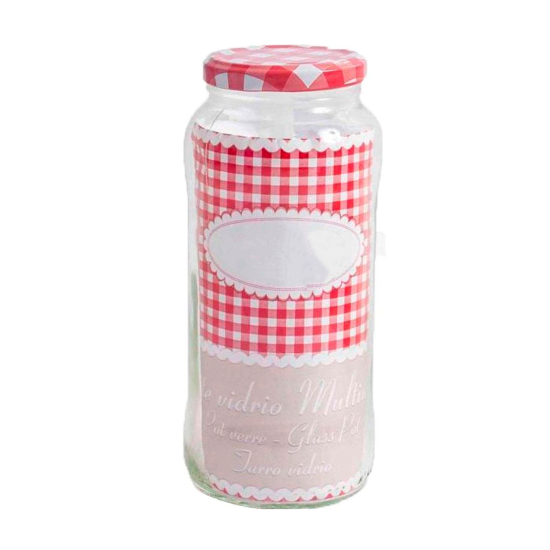 Bote de vidrio multiusos redondo con tapa 580 ml. Recipiente, tarro de cristal para almacenar conservas y alimentos 17 x 7,3 cm