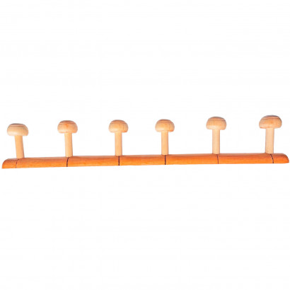 Tradineur - Perchero de madera 6 pomos para pared, soporte clásico de abrigos, sombreros para recibidor, dormitorio, 5 x 66,5 x 11 cm