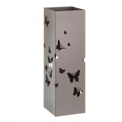 Paragüero metálico cuadrado diseño de mariposas 49 x 15,5 cm, estilo moderno, soporte para paraguas con recipiente de plástico, ideal para recibidor, oficina, espacios públicos, hogar, color aleatorio