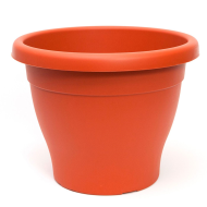 Maceta de plástico redonda marrón, 58,5 cm, 80 litros, modelo Mediterránea para plantas y flores con orificios inferiores, recipiente, macetero, jardín exterior, terraza, balcón e interior del hogar