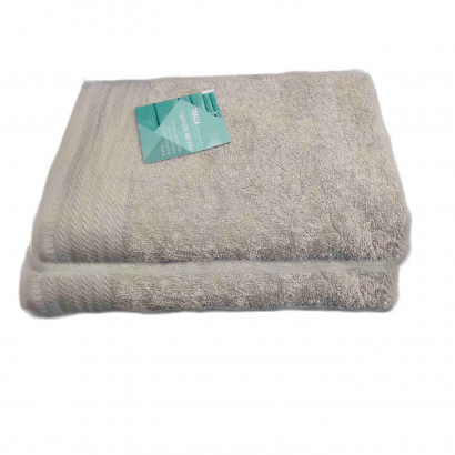 Rams - Pack de 2 toallas de baño realizadas 100% algodón, de color gris, de 50x100 cm con bonito diseño en su lateral. Toallas de ducha, con tacto suave, de tamaño medio Toalla grande tipo lavabo.