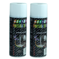 Montoro - Pack 2 botes de pintura en negro satinado  SA01 400 ml, válido para multitud de superficies de interior y exterior. Pintura en spray, válida para distintos materiales de 20 x6,5x6,5 cm