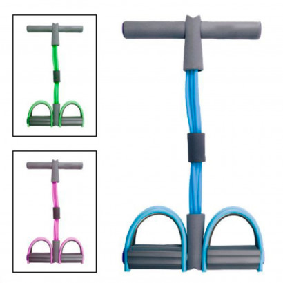 Banda elástica para ejercitar piernas y brazos, 18 kg, 4 tubos y pedal, multifunción, para yoga, fitness, cuerda de ejercicio de resistencia para gimnasia en casa, entrenamiento, color aleatorio