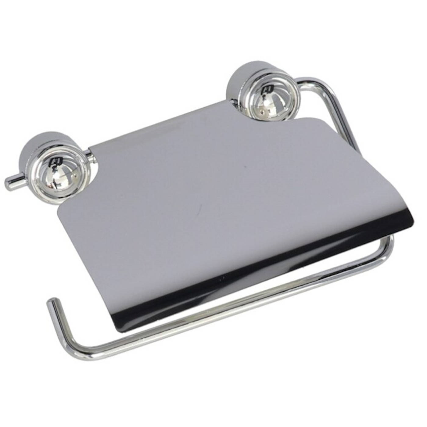 Portarrollos de pared cromado, de acero inoxidable, de 14 x 12,5 x 2,5 cm con tornillos para anclar a la pared. Soporte para el papel higienico con diseño moderno de inox para el baño del hogar