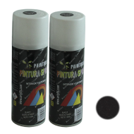 Montoro - Pack 2 botes de pintura en negro satinado SA01 200 ml, válido para multitud de superficies de interior y exterior. Pintura en spray, válida para distintos materiales de 17 x 5 x 5 cm