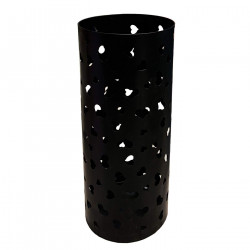 Paragüero metálico redondo de color surtido(negro y marfíl) de 45x19 cm soporte para paraguas cilíndrico de hierro, diseño con c