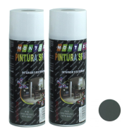 Montoro - Pack 2 botes de pintura en spray gris oscuro A10 400 ml, válido para multitud de superficies de interior y exterior. Pintura en spray, válida para distintos materiales de 20 x 6,5 x 6,5 cm