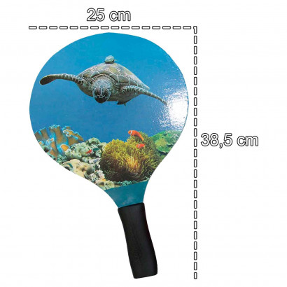 Tradineur - Set de 2 palas de playa con pelota, de 38 x 24 cm, con empuñadura de goma para mayor confort, Para todas las edades.