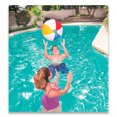 Tradineur - Pelota hinchable de colores para playa o piscina, válvula de seguridad, inflables de verano, diámetro 61 cm