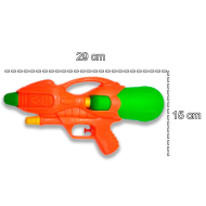 Tradineur - Pistola de agua a presión, incluye cámara para guardar agua y mira, Para mayores de 3 años, 15 x 29 x 6,5 cm, Color Surtido.