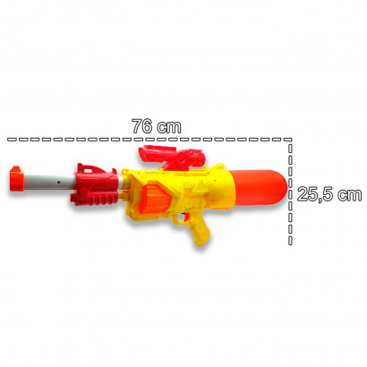 Tradineur - Pistolas de agua a presión de 76 cm, incluye cámara para guardar agua y mira, Para mayores de 3 años, 25,5 x 76 x 11 cm, Color Surtido.