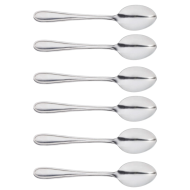 Tradineur - Set de 6 cucharillas para café de acero inoxidable, cucharas clásicas para postre, helado, tarta, té, infusiones, 13,8 cm