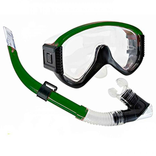 Tradineur - Set de gafas de buceo con tubo Neptuno, Protección UV, Diseño estilo Neptuno, Fabricadas en PVC, Medida ajustable. Color Surtido