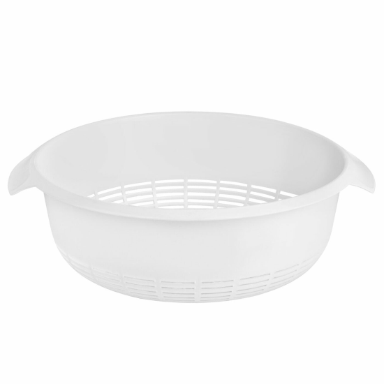 Tradineur - Escurreverduras de plástico, colador con asas, cesta de drenaje de frutas, verduras, pasta, cocina (Blanco, Ø 27 cm)