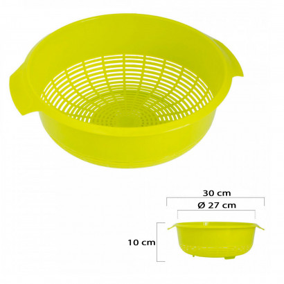 Tradineur - Escurreverduras de plástico con asas, colador, cesta de drenaje de frutas, verduras, pasta, cocina, Ø 27 cm, color aleatorio