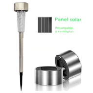 Tradineur - Antorcha de jardín de acero inoxidable, luz solar, lámpara solar recargable para césped, patio, paseos, decoración exterior, 28,5 x 5,5 cm