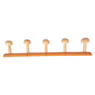 Tradineur - Perchero de madera 5 pomos para pared, soporte clásico de abrigos, sombreros para recibidor, dormitorio, 5 x 55 x 10,5 cm